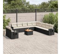 QUAHEAS Salon de jardin 12 pièces en polyrotin noir avec coussins modulaires résistants aux intempéries pour balcon, terrasse, véranda et jardin d'hiver