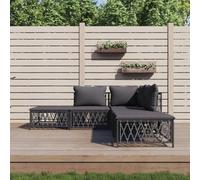 QUAHEAS Salon de Jardin 5 pièces Anthracite avec Coussins, Acier Enduit de Poudre, modulable encastrable pour terrasse, Balcon, Patio, extérieur, Ensemble canapé Fauteuil Banquette Confortable