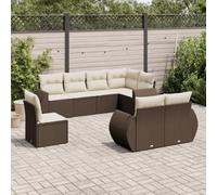 QUAHEAS Salon de Jardin 8 pièces en résine tressée Marron avec Coussins modulables, Ensemble canapé, Fauteuil, Banquette encastrable pour terrasse, Patio, Balcon, extérieur, détente et Repas