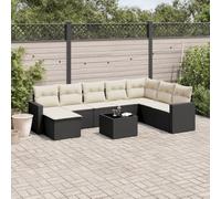 QUAHEAS Salon de jardin 9 pièces noir en rotin synthétique avec coussin résistant aux intempéries modulaire extensible pour balcon, terrasse, véranda et jardin d'hiver, salon de relaxation avec espace