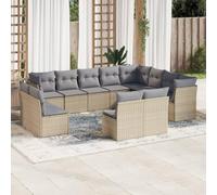 QUAHEAS Salon de Jardin modulable en résine tressée Beige avec Coussins, Ensemble 12 pièces encastrable pour terrasse Balcon Patio extérieur, Meubles Confortables résistants pour Repas détente