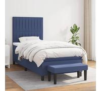 QUAHEAS Somier à Lattes de lit avec Matelas Bleu 90x190 cm Tissu Durable et Respirant, tête réglable, Support Moyen-Dur, Ensemble Chambre Adulte ou Enfant