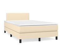 QUAHEAS Somier à Lattes de lit avec Matelas crème 120x190 cm Tissu, Cadre Robuste, Support Chambre Adulte ou Enfant, Structure en Bois Massif, Ensemble Confortable et Pratique