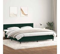 QUAHEAS Sommier à Lattes avec Cadre de lit Vert foncé Velours 180x220 cm, Matelas à Ressorts ensachés, tête de lit réglable, surmatelas Moelleux, Support Confortable pour Chambre Adulte Enfant