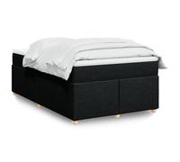 QUAHEAS Sommier à Lattes avec Matelas 120x200 cm Noir Tissu, Cadre de lit Plateforme Robuste avec surmatelas Confortable, Pieds Stables en Bois Massif pour Chambre Adulte Enfant ado