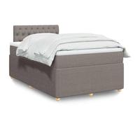 QUAHEAS Sommier à Lattes avec Matelas 120x200 cm Taupe Tissu, Cadre de lit Plateforme avec tête de lit, Structure Bois Massif et Mousse, Support Confortable pour Chambre Adulte Enfant ado
