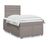 QUAHEAS Sommier à Lattes avec Matelas 120x200 cm Tissu Taupe Cadre de lit Plateforme tête de lit réglable surmatelas Confortable Soutien Optimal Chambre Adulte Enfant