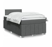 QUAHEAS Sommier à Lattes avec Matelas 120x200cm Gris foncé en Tissu Polyester, Cadre de lit avec tête de lit, Bande LED intégrée, surmatelas Amovible et Lavable