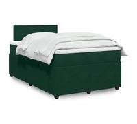 QUAHEAS Sommier à Lattes avec Matelas 120x200cm Vert foncé en Velours, Cadre de lit Plateforme avec tête de lit, Structure Bois Massif et Pieds Solides pour Chambre Adulte Enfant