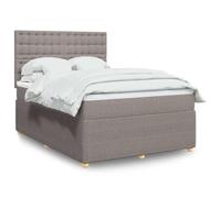 QUAHEAS Sommier à Lattes avec Matelas 140x190 cm Taupe en Tissu Polyester, Cadre de lit avec tête de lit réglable, Support Durable pour Chambre Adulte Enfant, Confort Optimal et Ventilation