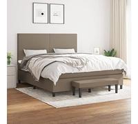 QUAHEAS Sommier à Lattes avec Matelas 160x200 cm Tissu Taupe Cadre de lit Plateforme tête réglable Banc de Bout Chambre Adulte Enfant Confort Soutien