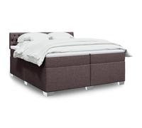 QUAHEAS Sommier à Lattes avec Matelas 200x200 cm Marron foncé Cadre de lit Bois Massif tête de lit LED Rangement Coffre pour Chambre Adulte Enfant Confort Durable