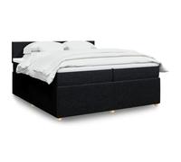 QUAHEAS Sommier à Lattes avec Matelas 200x200 cm Noir Tissu Polyester Cadre lit Bois Massif avec tête de lit LED intégré pour Chambre Adulte Enfant Confort et Soutien Optimal