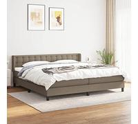 QUAHEAS Sommier à Lattes avec Matelas 200x200 cm Taupe en Tissu, Cadre de lit en Bois Massif, tête de lit réglable, Support Ferme, idéal Chambre Adulte ou Enfant, Confort Durable et Design épuré