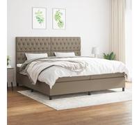 QUAHEAS Sommier à Lattes avec Matelas 200x200 cm Taupe Tissu, Cadre de lit Plateforme avec tête réglable, Support Ferme adapté Chambre Adulte Enfant ado, Confort Durable et Structure Solide