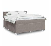 QUAHEAS Sommier à Lattes avec Matelas 200x200 cm Taupe Tissu Polyester Cadre lit Bois Massif tête de lit LED Ambiance Chambre Adulte Enfant Confort et Soutien