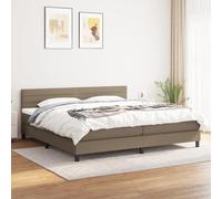 QUAHEAS Sommier à Lattes avec Matelas 200x200 cm Tissu Taupe, Cadre de lit Plateforme, tête réglable, Support Ferme idéal Chambre Adulte Enfant ado, Confort Durable et Design épuré