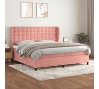 QUAHEAS Sommier à Lattes avec Matelas 200x200 cm Velours Rose Cadre de lit en Bois Massif tête de lit réglable Confort Moyen-Dur pour Chambre Adulte Enfant ado