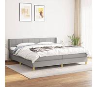 QUAHEAS Sommier à Lattes avec Matelas 200x200cm Gris Clair en Tissu, Cadre de lit en Bois Massif, tête de lit réglable, Support Ferme idéal Chambre Adulte Enfant, Confort Durable et Design épuré