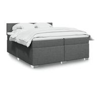 QUAHEAS Sommier à Lattes avec Matelas 200x200cm Gris foncé en Tissu Polyester, Cadre de lit Plateforme avec tête de lit et surmatelas, Support Durable pour Chambre Adulte Enfant ado, Confort Optimal