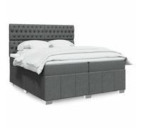 QUAHEAS Sommier à Lattes avec Matelas 200x200cm Gris foncé Tissu 100% Polyester Cadre Bois Massif tête de lit réglable LED Ambiance Chambre Adulte Enfant Confort Durable