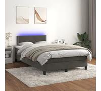 QUAHEAS Sommier à Lattes avec Matelas et LED Gris foncé 120x200 cm Cadre de lit Velours avec tête réglable pour Chambre Adulte Enfant Studio Confort Durable