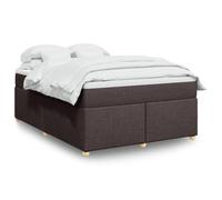 QUAHEAS Sommier à Lattes avec Matelas et surmatelas Marron foncé 140x190 cm Cadre de lit en Tissu Polyester Robuste Pieds en Bois de pin Massif pour Chambre Adulte Enfant Confort Durable