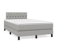 QUAHEAS Sommier à Lattes avec Matelas Gris Clair 120x190 cm Tissu Respirant Cadre de lit en Bois Massif pour Chambre Adulte Enfant avec tête de lit réglable et surmatelas Mousse Confortable