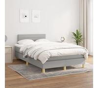 QUAHEAS Sommier à Lattes avec Matelas Gris Clair 120x200cm Tissu Respirant Cadre Bois Massif tête de lit réglable Support Ferme Chambre Adulte Enfant ado