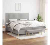 QUAHEAS Sommier à Lattes avec Matelas Gris Clair 200x200cm Tissu Polyester 2 Matelas Ressorts ensachés surmatelas Mousse Banc Multifonction Chambre Adulte Enfant Confort Soutien Dossier