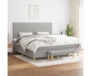QUAHEAS Sommier à Lattes avec Matelas Gris Clair 200x200cm Tissu Polyester 2 Matelas Ressorts ensachés surmatelas Mousse Banc Multifonction Chambre Adulte Enfant Confort Soutien Dossier
