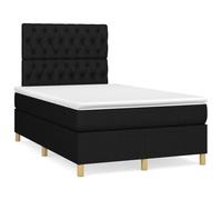 QUAHEAS Sommier à Lattes avec Matelas Ressorts ensachés, tête de lit réglable, Bande LED intégrée, Tissu Noir 120x190 cm pour Chambre Adulte, Structure Robuste en Bois Massif et Polyester