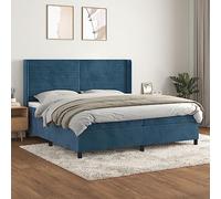 QUAHEAS Sommier à Lattes avec Matelas Velours Bleu foncé 200x200cm Cadre lit Bois Massif tête de lit réglable Support Ferme pour Chambre Adulte Enfant Confort Durable