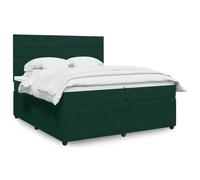 QUAHEAS Sommier à Lattes Cadre de lit Vert foncé 200x200cm Velours avec Matelas Ressorts ensachés Double Confort tête de lit réglable LED Ambiance Chambre Adulte Enfant