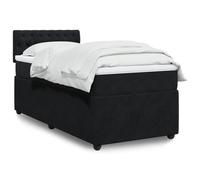 QUAHEAS Sommier à Lattes de lit 100x200 cm avec Matelas Velours Noir, Cadre de lit avec tête de lit, Support Chambre Adulte Enfant ado, Design Moderne et Confortable