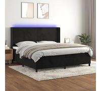 QUAHEAS Sommier à Lattes de lit 200x200 cm en Velours Noir avec LED colorée, Support de Chambre Adulte ou Enfant, Structure Plateforme Robuste, tête réglable, idéal pour Matelas et Ambiance Cosy