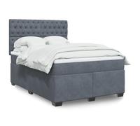 QUAHEAS Sommier à Lattes de lit avec Matelas 140x190cm Gris foncé Velours Cadre Plateforme tête réglable LED Rangement tiroir Coffre pour Chambre Adulte Enfant ado