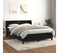 QUAHEAS Sommier à Lattes de lit avec Matelas 140x200 cm en Velours Noir Support pour Chambre Adulte ou Enfant avec tête réglable et Coffre de Rangement pour Studio ou dortoir