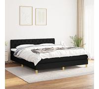 QUAHEAS Sommier à Lattes de lit avec Matelas 160x200 cm Noir Tissu Durable Support Chambre Adulte Enfant Mezzanine avec tête réglable et Coffre de Rangement
