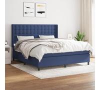 QUAHEAS Sommier à Lattes de lit avec Matelas 160x200 cm Tissu Bleu Support Stable Structure Plateforme Chambre Adulte Enfant ado avec tête réglable et Coffre de Rangement