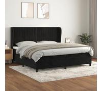 QUAHEAS Sommier à Lattes de lit avec Matelas 200x200 cm Noir Velours Cadre Plateforme Bois Massif tête réglable Confort Soutien Chambre Adulte Enfant
