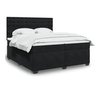 QUAHEAS Sommier à Lattes de lit avec Matelas 200x200 cm Noir Velours Cadre Plateforme tête réglable Confort Chambre Adulte Enfant