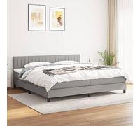 QUAHEAS Sommier à Lattes de lit avec Matelas 200x200cm Gris Clair Tissu, Cadre Bois Massif, tête réglable, Structure Plateforme avec Support Ferme, idéal Chambre Adulte et Enfant