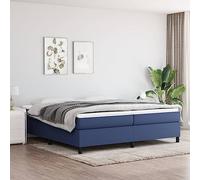 QUAHEAS Sommier à Lattes de lit avec Matelas Bleu 200x200 cm en Tissu, Structure Plateforme avec Cadre Robuste, Support Ferme, idéal Chambre Adulte Enfant ado, Confort Durable