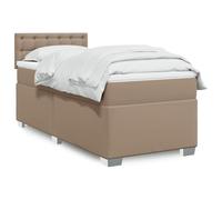 QUAHEAS Sommier à Lattes de lit avec Matelas Cappuccino 90x190 cm Cadre Plateforme Bois Massif Structure Solide tête de lit avec Bande LED Ambiance Chambre Adulte Enfant ado