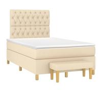 QUAHEAS Sommier à Lattes de lit avec Matelas crème 120x190 cm Tissu Durable tête réglable Support Chambre Adulte Enfant ado garçon Fille dormitor