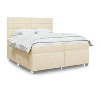 QUAHEAS Sommier à Lattes de lit avec Matelas Crème 200x200 cm Tissu, Cadre de lit avec tête réglable, Support Chambre Adulte Enfant ado Fille garçon, Structure Plateforme avec tiroirs