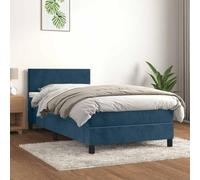 QUAHEAS Sommier à Lattes de lit avec Matelas en Velours Bleu foncé 90x190 cm, Support Moyen-Dur, tête réglable, idéal pour Chambre Adulte ou Enfant, avec surmatelas et Coffre de Rangement