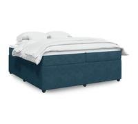 QUAHEAS Sommier à Lattes de lit avec Matelas et surmatelas Velours Bleu foncé 200x200cm Cadre en Bois Massif pour Chambre Adulte Enfant avec Rangement tiroir et Support Stable