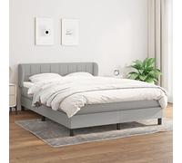 QUAHEAS Sommier à Lattes de lit avec Matelas Gris Clair 140x200cm Tissu Durable Support Chambre Adulte Enfant ado avec tête réglable Structure Plateforme Coffre Rangement